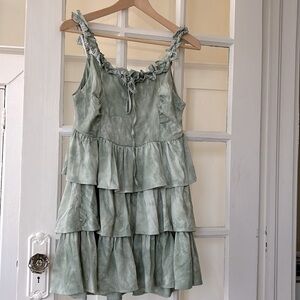 NWOT Cider dress, sage tie dye, cotton, ruffles, summer teen style, new, large